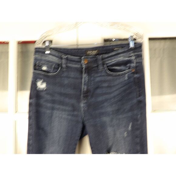 Judy Blue Womens Dark Wash Mid Rise Destroyed Skinny Fit Jeans 11/30 11 30 - Picture 3 of 6